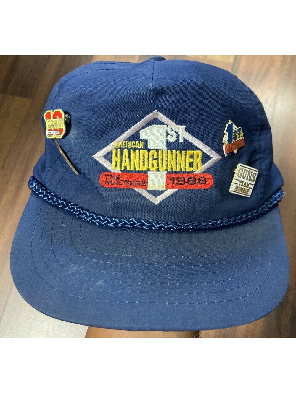 VTG Snapback AMERICAN 1st HANDGUNNER Hat Cap The Master 1988 w/Pins